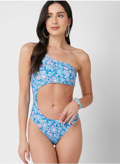 Buy Printed Swimsuit With Cutout Detail in UAE