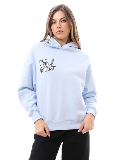 Buy Long Sleeves Hoodie with Front & Back Print - Light Blue in Egypt