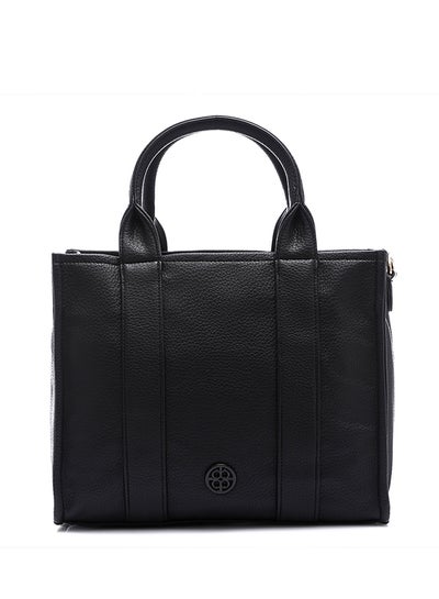 Buy Textured Leather Zipper Black Handbag in Egypt