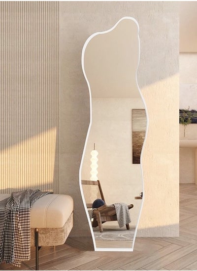 Buy Irregular Clouds Shaped Asymmetrical Mirror Unique Shape Mirror Large Irregular Decorative Floor Full length Body Mirror White 150x40cm in Saudi Arabia