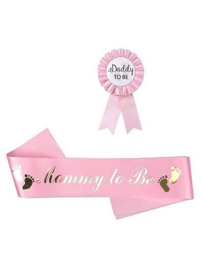 اشتري Baby Shower Sash And Badge For Baby Shower Decorations And Gender Reveal Party (Pink) في الامارات
