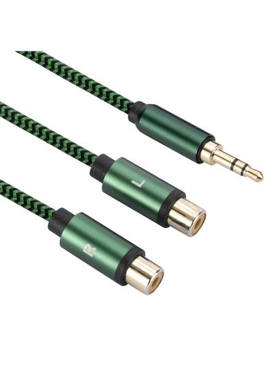 Buy 3.5mm Male to 2 RCA Female Audio Cable Amplifier Connector, Length:2m(Green) in UAE