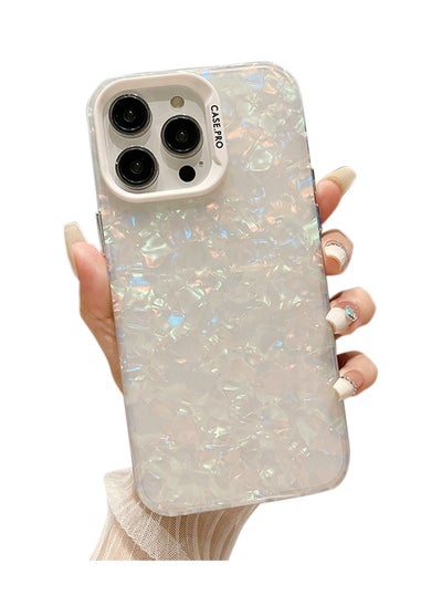 Buy iPhone 15 Pro Max Case for Women Girls, Glitter Pearly-Lustre Shell Pattern Phone Case, Anti-Yellowing Anti-Drop Slim Soft Frame Hard Panel Protective Cover for iPhone 15 Pro Max 6.7 inch in UAE