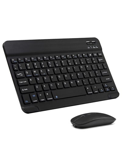 اشتري Ultra-Slim Bluetooth Keyboard and Mouse Combo Rechargeable Portable Wireless Keyboard Mouse Set for Apple iPad iPhone iOS 13 and Above Samsung Tablet Phone Smartphone Android Windows في الامارات