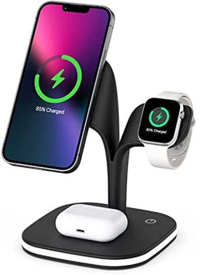 اشتري 5 in 1 Wireless Charging Station 15W Fast Charging Pad for Apple Watch  iPhone Compatible Multiple Device Charger Night Table lamp Stand في الامارات