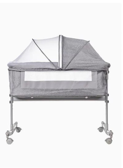 اشتري Grey 3 in 1 Baby Folding Crib Portable Cosleeping Bed With Adjustable Bedside And Sleeper 6 9 Months في الامارات