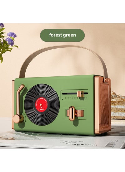 اشتري 2020 Bluetooth Speaker Alarm Clock Wireless Charging Retro Bluetooth Speaker-Forest Green في الامارات