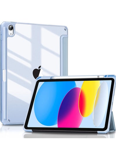 Buy Case for New iPad 10th Generation 10.9 Inch 2022 - Shockproof Cover with Clear Transparent Back Shell with Pencil Holder, Auto Sleep/Wake Cover in UAE