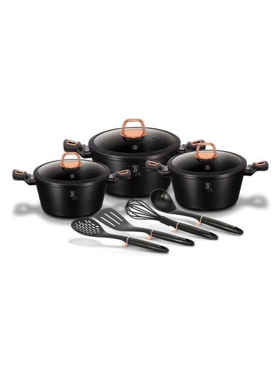 اشتري Aluminium 10 Pieces Cookware Set, Black Rose Collection, Black, Hungary في الامارات