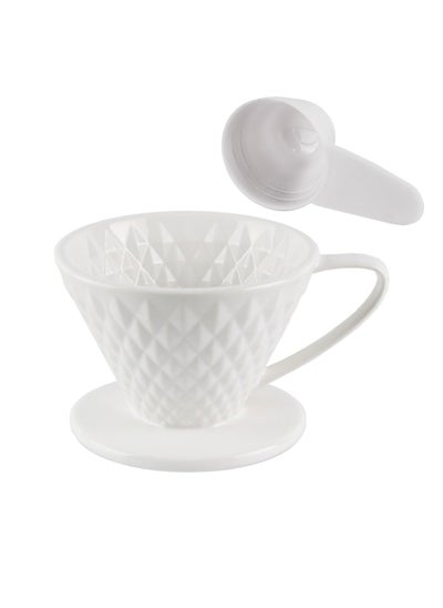 Buy V60 Ceramic Dripper V60 Barista 02 Drip Coffee Funnel Made of High Fired Ceramic Material Pour Over Coffee Maker Slow Brewing Home Office Cafe Strong Flavour Brewer White Size 02 in Saudi Arabia