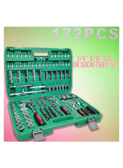 Buy 172 Pcs Professional Wrench Tool Set High Qualiy Screwdriver Bit Set Box Spanner Set 1/4 3/8 1/2 DR.Socket Bit Set Industrial Grade CrV Steel in Saudi Arabia