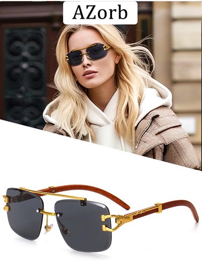 Buy Rimless Sunglasses Women Men Rectangle Frameless Designer Sun Glassess for Women Ladies Fashion Men's Sunglass Eyewear UV400 Protection Shades in Saudi Arabia