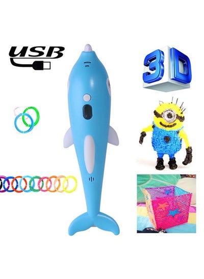 اشتري Children 3D Printing Pen Low Temperature Intelligent Screen Display Voice Drawing Pen, Style:, Color: 13 Colors (Blue) في السعودية