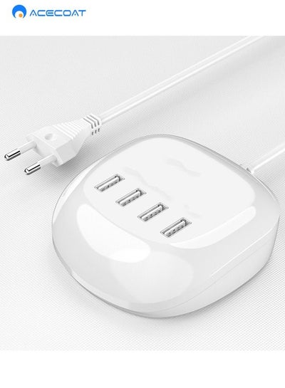 Buy Household Multi-Port Socket With 4 USB 5V 2.4A Fast Charge White Charger Multifunctional Universal Mobile Phone Charging Station EU Multi-Outlets With Triple Protection in Saudi Arabia