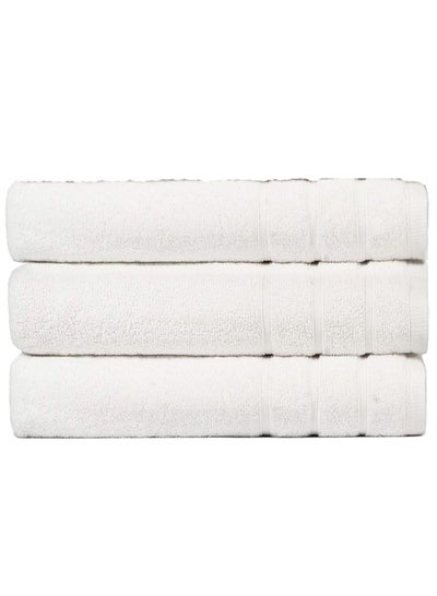 Buy 3-Piece 100% Combed Cotton 600 GSM Quick Dry Highly Absorbent Thick Handroom Soft Hotel Quality For Hand And Spa Hand Towel Set White 45x90cm in UAE