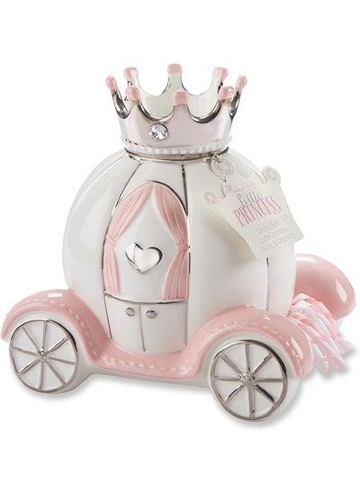 Buy Ceramic Porcelain Princess Carriage Piggy Bank For A Baby Shower Or Baby Girl Room Decor Pink Silver White in Saudi Arabia