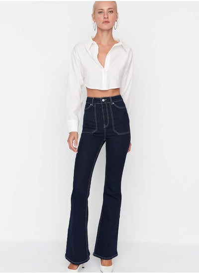 Buy High Waist Flare Bottom Jeans in UAE