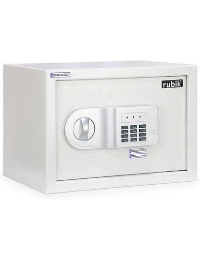 Buy Safe Box A4 Document Size Locker Security Safety Deposit With Key and Keyless Entry RB25AJ (35x25x25cm) White in UAE