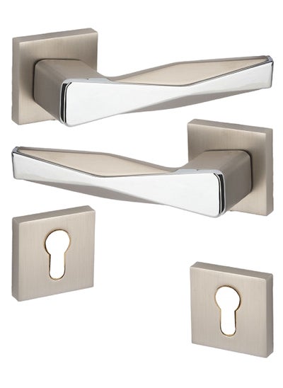 Buy Heavy Door Handles Pair Silver in Saudi Arabia