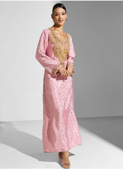 اشتري Embellished Embroidered Jalabiya في السعودية