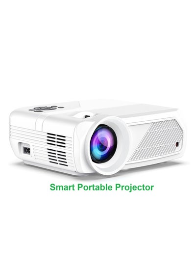 Buy Smart Portable Projector Android11 4K Full HD Resolution 1080P WiFi6 BT5.4 Auto 4-Point Keystone Correction White in Saudi Arabia