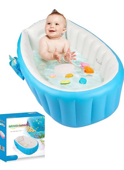 اشتري Baby Inflatable Bathtub Toddler Inflatable Mini Air Bath Tub Portable Foldable Non-Slip Mini Air Swimming Pool Shower Tub For Baby في الامارات