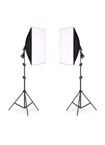 Buy Photography Rectangle Continuous SoftBox Lighting Kit 2set 50x70cm Softbox and 2set Light Holder Stand Photo Studio Equipment Set in UAE