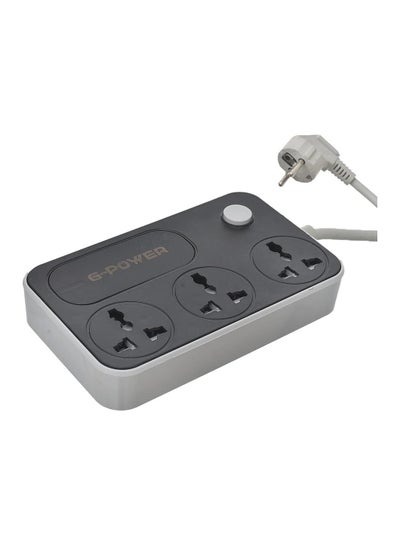 Buy G-Power GP344 power strip surge protector 220v with 3 universal international socket and locker 10a - black grey in Egypt
