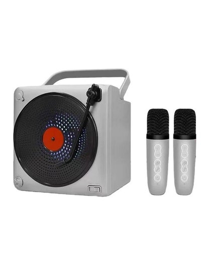 اشتري مكبر صوت لاسلكي محمول مكبر صوت بلوتوث مصدر صوت عالي مع 2 ميكروفون LED خفيف رصاصي في الامارات