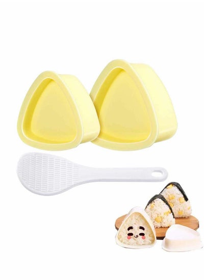 اشتري 2 Pieces Rice Ball Mould Makers, Triangle Sushi Mould in 2 Sizes and 1 Piece Rice Paddle for Bento or Japanese Box Meal Children Bento Home Kitchen DIY Nori Rice Bento في الامارات