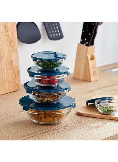 Buy Prime 5-Piece Glass Bowl Set with Lid 800 ml in UAE