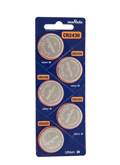 Buy Murata CR2430 3V Lithium Coin Cell Battery Pack of 5 in UAE