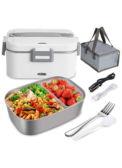 Buy Electric Lunch Box Food Heater,Portable Faster Food Warmer Heated Lunch Box for Car, Truck, Home and Work,Leak Proof 3 in 1 Hot Meals Box with Stainless Container Fork Spoon in Saudi Arabia