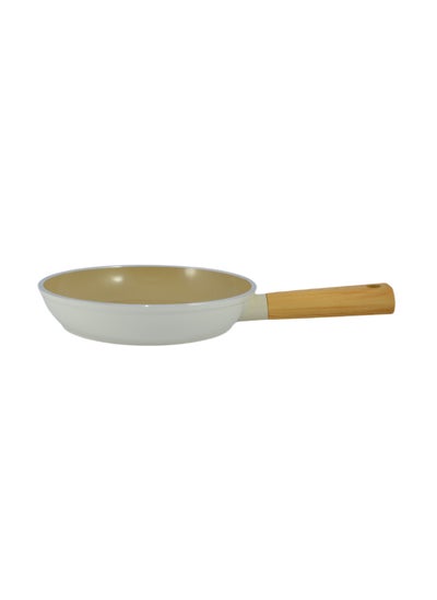 Buy Swiss Crystal High Quality Ceramic Coating Non-Stick Frypan - 20cm - Natural Wood Handle - Beige in UAE