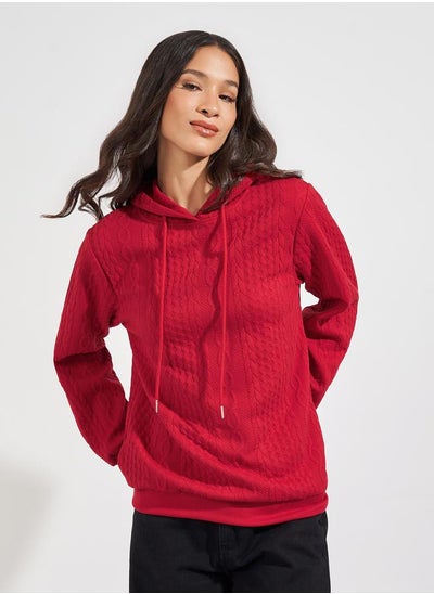 Buy Oversized Regular Length Textured Hoodie in Saudi Arabia