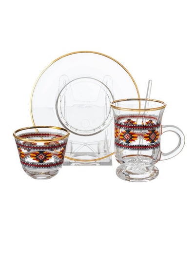 Buy 48 Piece glass Tea And Coffee Set multicolour in Saudi Arabia