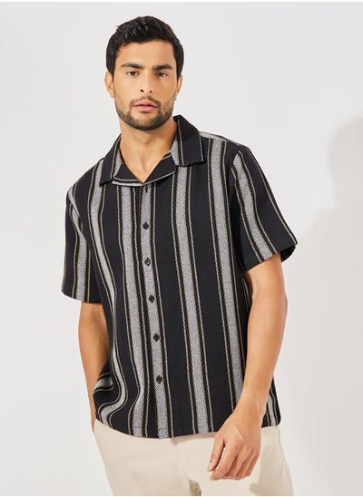 Buy Striped Cotton Dobby Resort Collar Relaxed Fit Shirt in Saudi Arabia