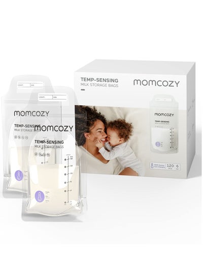 Buy Momcozy Breastmilk Storing Bags, Temp-Sensing Discoloration Milk Storing Bags for Breastfeeding, Disposable Milk Storage Bag with 6 Ounce Self Standing, No-Leak Milk Freezer Storage Pouches in Saudi Arabia