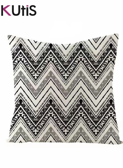 اشتري 1-Piece Geometric Pattern Cushion Cover White/Black 45x45 Centimeter في الامارات