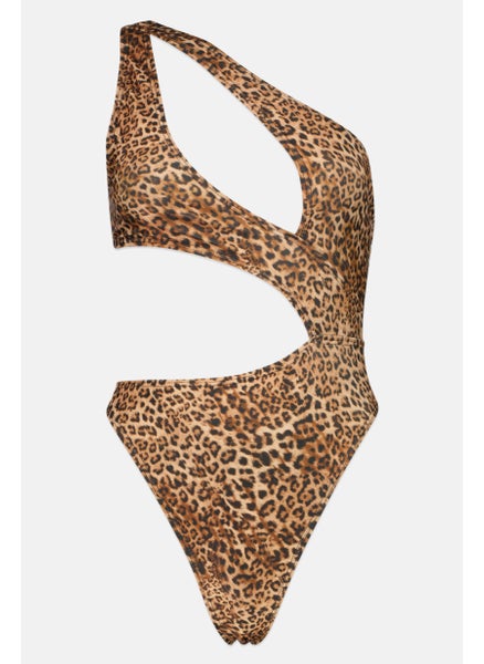 اشتري Women Swimwear Animal Print One Piece, Brown في الامارات