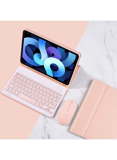 اشتري Keyboard Case with Mouse&Pencil Holder Compatible with iPad 10.2/ iPad 8th Generation/iPad 7th Gen,Detachable Slim Flip Folio Smart Cover with Arabic Keyboard Stickers في السعودية