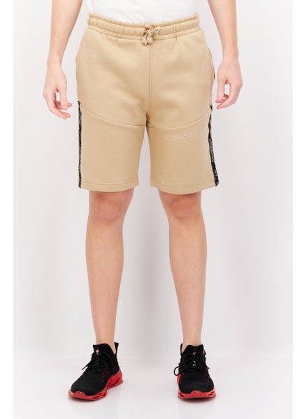 Buy Men Drawstring Brand Logo Basic Short, Beige in UAE