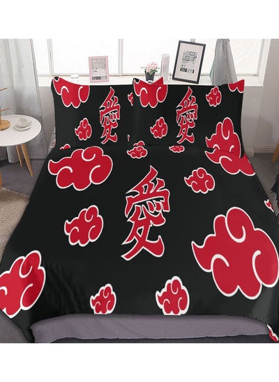 Buy 3-Piece 3D Printed Love Red NarutoCloud Duvet Cover Set With Two Pillowcases King 200x230cm in Saudi Arabia