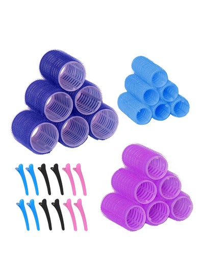 اشتري 30Pcs Hair Rollers Set, 18 Pieces Self Grip Holding Hair Rollers Curlers 20 mm, 31 mm, 48 mm & 12 Pieces Duckbill Sectioning Clips for Salon Barber Hairdressing Hair Styling, Hair Roller في الامارات