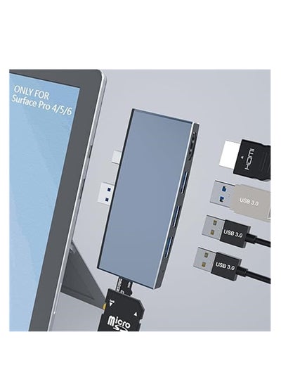 اشتري Pro 4/Pro 5/Pro 6 Docking Station, USB 3.0 Hub Adapter with TF/Micro SD Memory Card Reader, 4K HDMI Port Converter Accessories for Surface Pro 4/5/6, 1 Pcs في السعودية