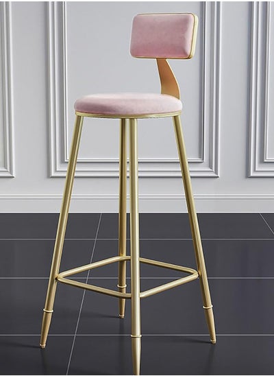 اشتري Bar Stool,Chair Stool High Bar Chair,Metal Legs Heavy Duty Barstools with Back,Flannel Cushion Counter Height Chairs في السعودية