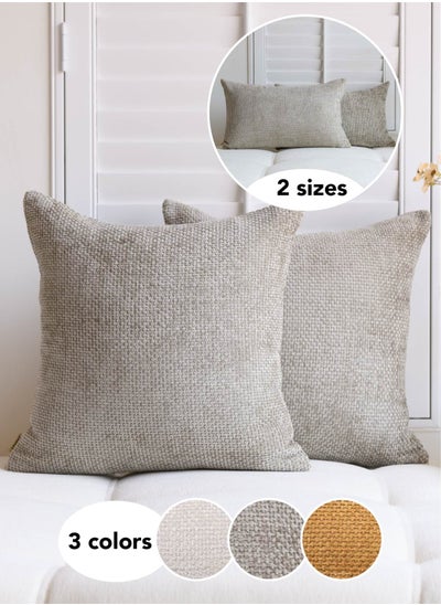 Buy Light Gray Chenille Cushion Cover Throw Pillow Covers Pack of 2 Modern Decorative Throw Pillow Covers Farmhouse Cross Throw Pillow Covers in UAE