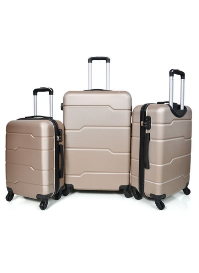 Buy Morano Hard-Side Luggage Set for Unisex Lightweight 4 Double Wheeled Suitcase with Built-In Type Lock (Set of 3 Pcs, Golden) in Saudi Arabia