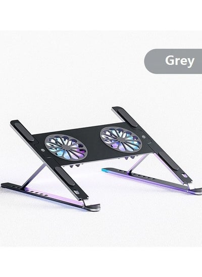 Buy Cooling Laptop Stand Adjustable Angle Folding Tablet Holder With Mute Cooling Fan in Saudi Arabia