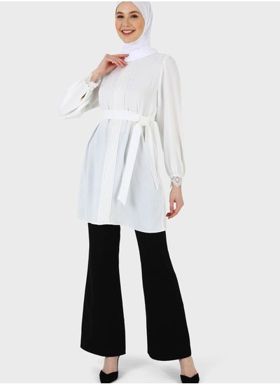 Buy Puff Sleeve Belted Tunic in UAE